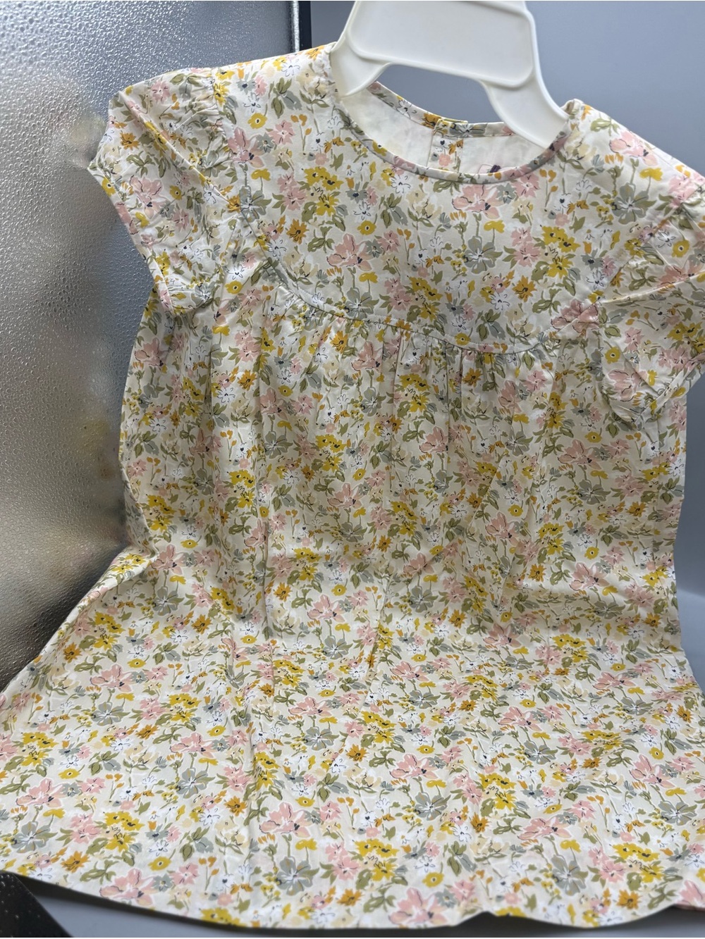 Bonpoint x liberty Cream Floral Cotton Dress with Pink & Yellow Blooms